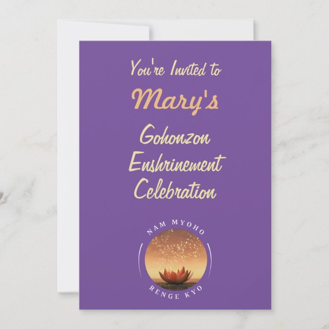 Customized SGI Gohonzon Enshrinement Celebration  Invitation (Front)