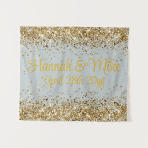 Customized Silver & Gold Wedding Photo Booth Prop Tapestry