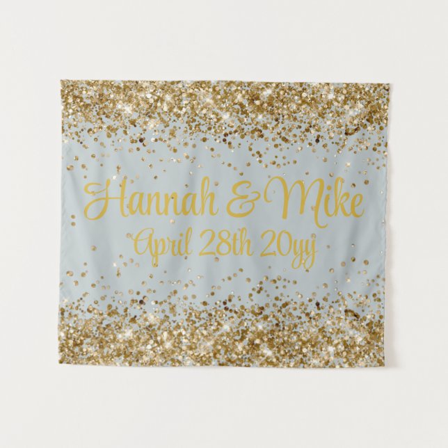 Customized Silver & Gold Wedding Photo Booth Prop  Tapestry (Front (Horizontal))