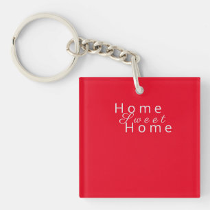 Customized Simple "Home Sweet Home" Typography Red Keychain
