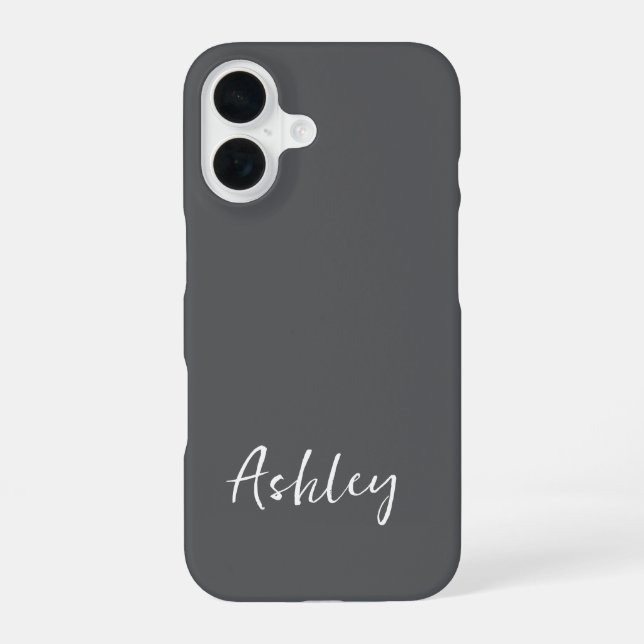 Customized Simple Stylish Modern Black Colour  iPhone 16 Case (Back)