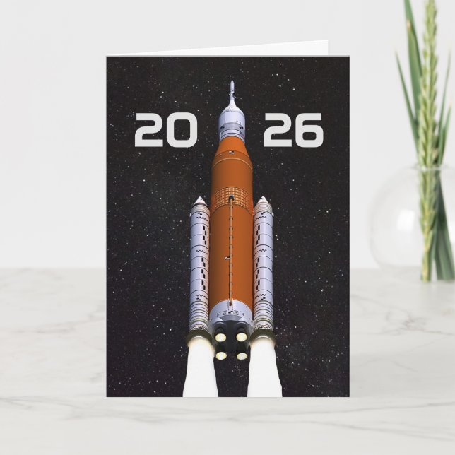 Customized SLS Space Rocket Graduation Party Card (Front)