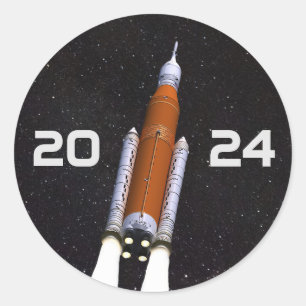 Customized SLS Space Rocket Graduation Party Paper Classic Round Sticker