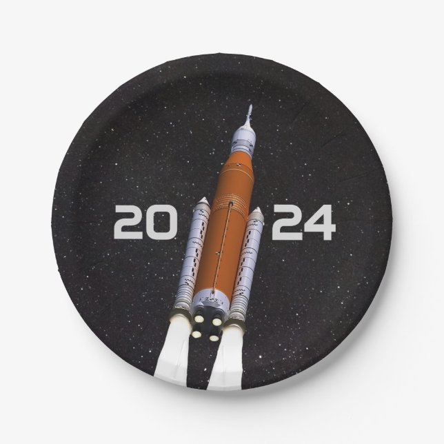 Customized SLS Space Rocket Graduation Party Paper Paper Plate (Front)