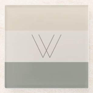 Customized Soft Evergreen, Off White, Tan & Brown Glass Coaster