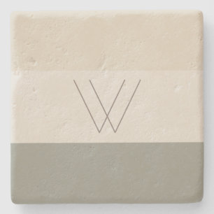 Customized Soft Evergreen, Off White, Tan & Brown Stone Coaster