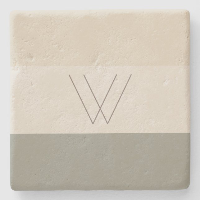 Customized Soft Evergreen, Off White, Tan & Brown Stone Coaster (Front)