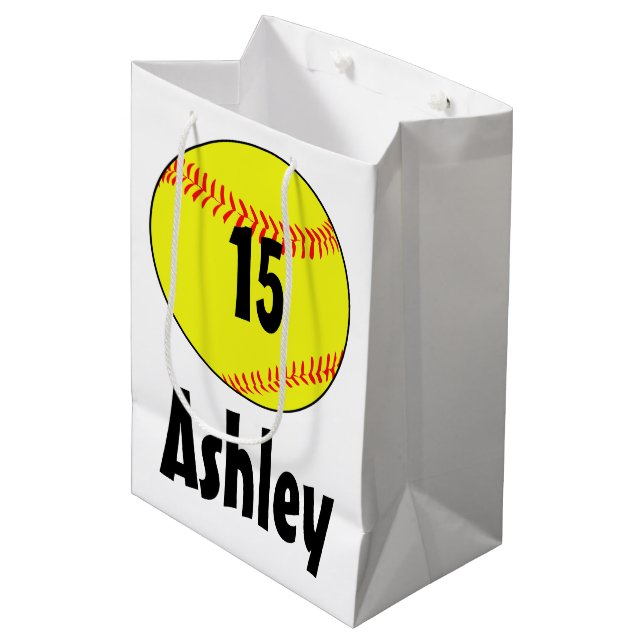Customized Softball Gift Bags (Front Angled)