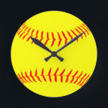 Customized Softball Round Clock<br><div class="desc">Customized Softball Design... t-shirts and gifts can be customized by adding text to the design,  or worn as shown!</div>