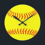 Customized Softball Round Clock<br><div class="desc">Customized Softball Design... t-shirts and gifts can be customized by adding text to the design,  or worn as shown!</div>