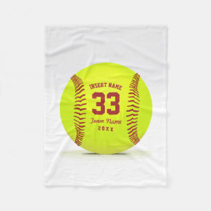 Customized Softball Team Fleece Blanket