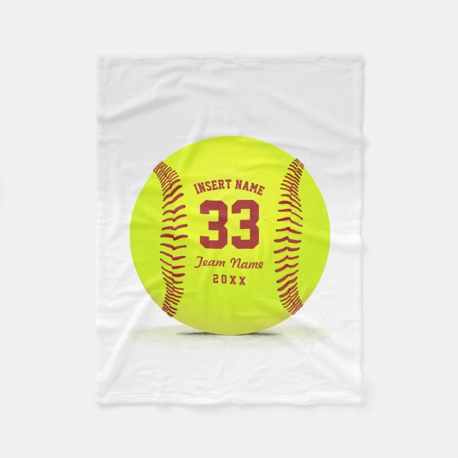 Customized Softball Team Fleece Blanket (Front)