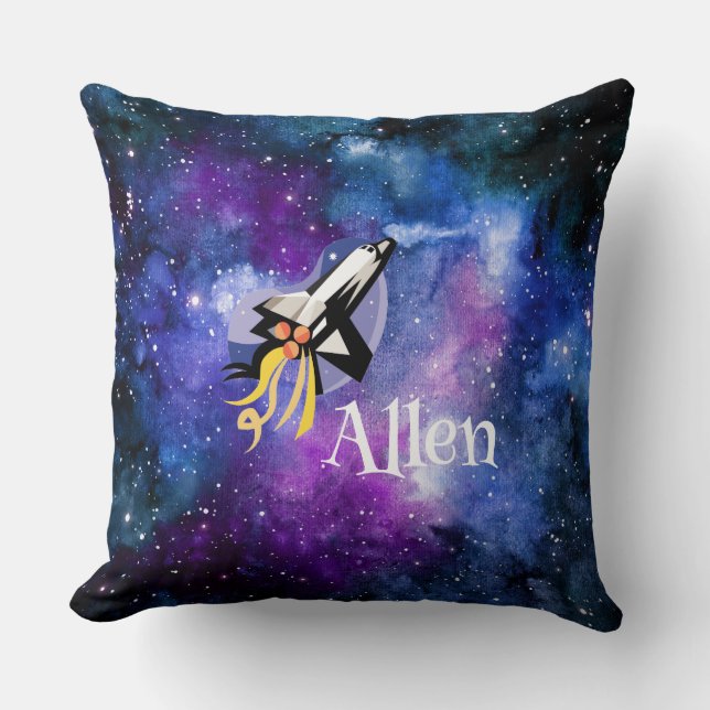 Customized Space Shuttle In Space Throw Pillow (Front)