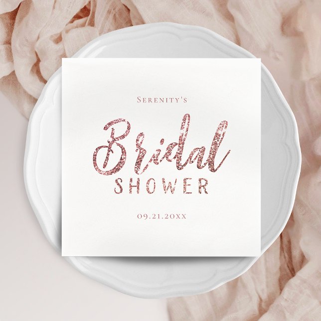 Customized sparkle rose gold glitter bridal shower napkin (Customized sparkle rose gold glitter bridal shower napkins)