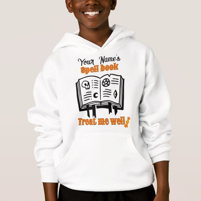 customized Spell book, treat me well  funny Hallow (Front)