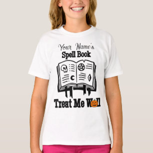 customized Spell book, treat me well funny Hallow T-Shirt