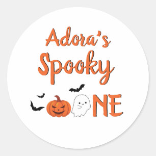 Customized Spooky One Halloween Birthday Baby Classic Round Sticker