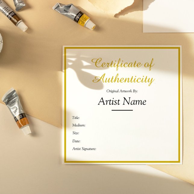 Customized Square Gold Certificate of Authenticity Card (Creator Uploaded)