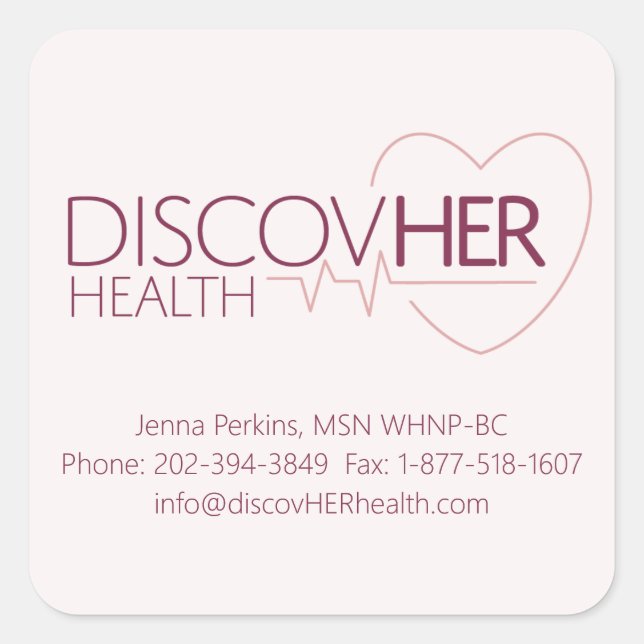 Customized Square Sticker - DiscovHER Health (Front)