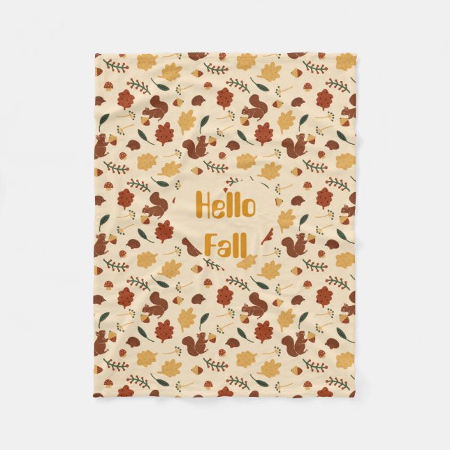 Customized Squirrels Fall Forest Fleece Blanket (Front)