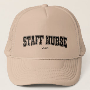 customized staff nurse year black graphic trucker hat