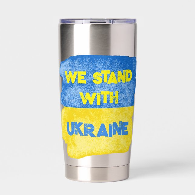 Customized STAND WITH UKRAINE Peace Support Flag Insulated Tumbler (Front)