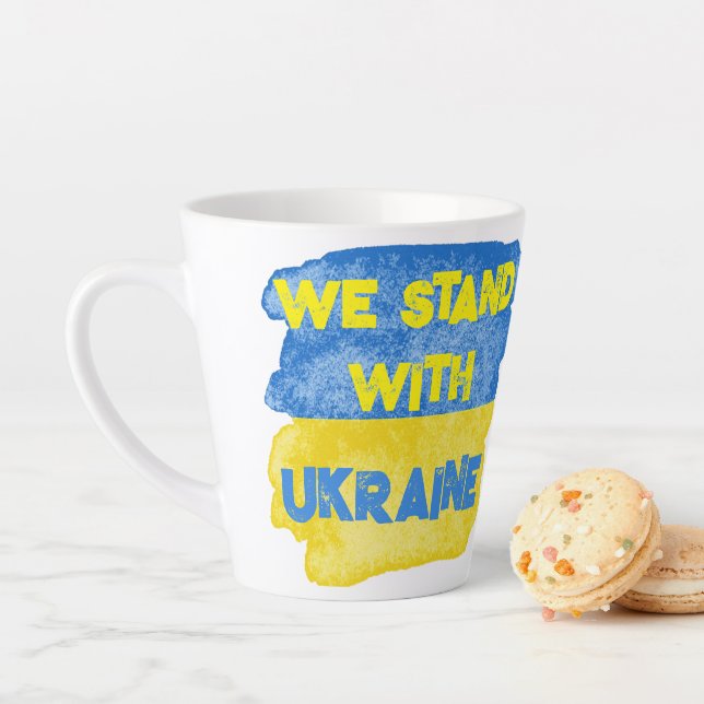 Customized STAND WITH UKRAINE Peace Support Flag Latte Mug (In Situ)