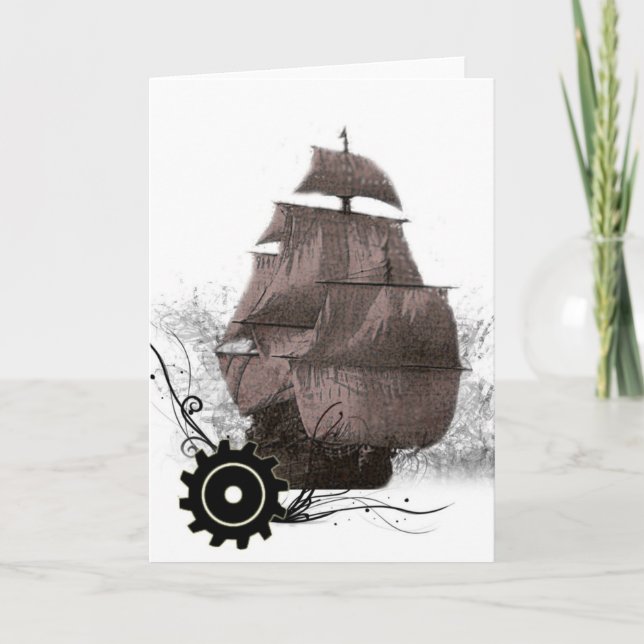 customized Steampunk Pirate Greeting Card (Front)