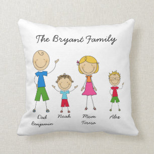 Customized Stick Figure Family MOJO Pillow
