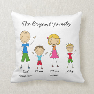 Customized Stick Figure Family MOJO Pillow