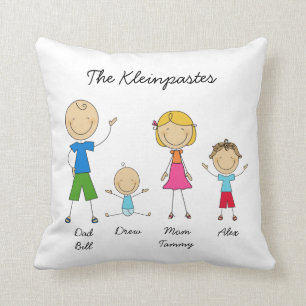 Customized Stick Figure Family MOJO Pillow