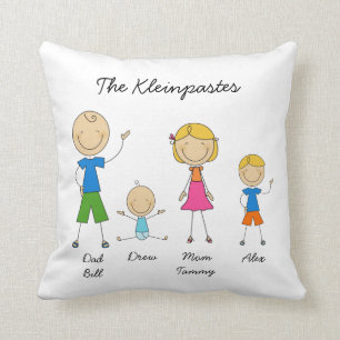Customized Stick Figure Family MOJO Pillow