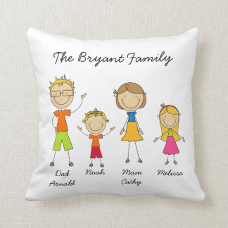 Customized Stick Figure Family MOJO Pillow