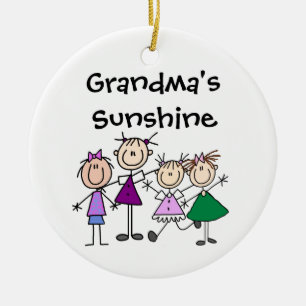 Customized Stick Figure Kids Family Ornament