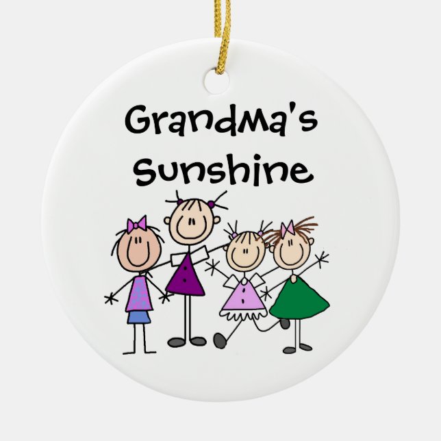 Customized Stick Figure Kids Family Ornament (Front)