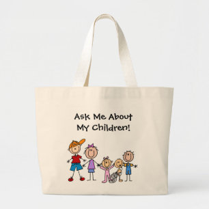 Customized Stick Figure Kids Family Tote Bag