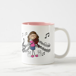 Customized Stick Figure Violin Player Mug