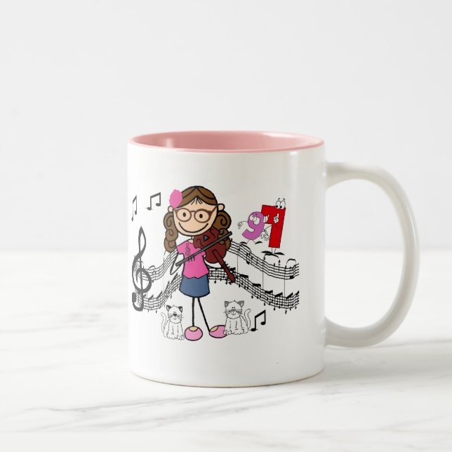Customized Stick Figure Violin Player Mug (Right)