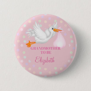 Customized Stork Grandmother to Be Baby Shower 2 Inch Round Button