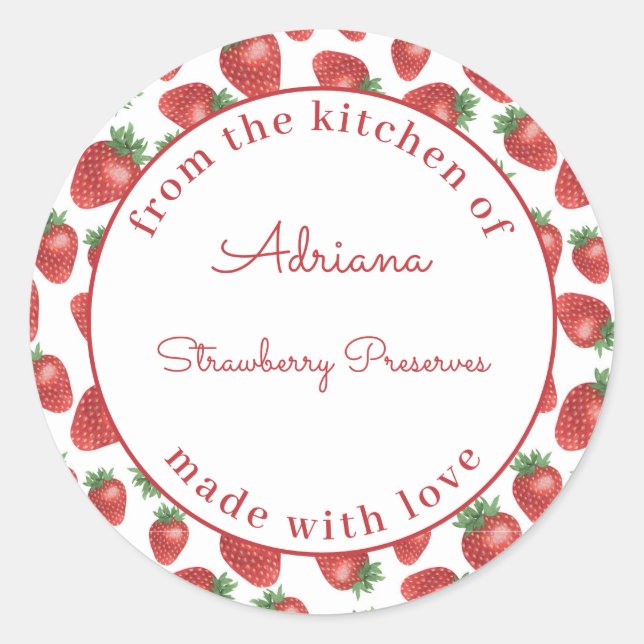 Customized Strawberry Jam From the kitchen of  Classic Round Sticker (Front)