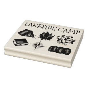 Customized Summer Camp Fire Trail Mix Tent Compass Rubber Stamp