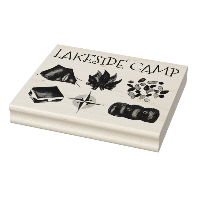 Customized Summer Camp Fire Trail Mix Tent Compass Rubber Stamp (Stamp)