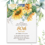 Customized Sunflowers Eucalyptus 90th Birthday Postcard<br><div class="desc">Beautiful yellow sunflowers and green leaves customized 90th birthday party invitation for women.  You can change the text on this card for a birthday party for any age you are celebrating.</div>
