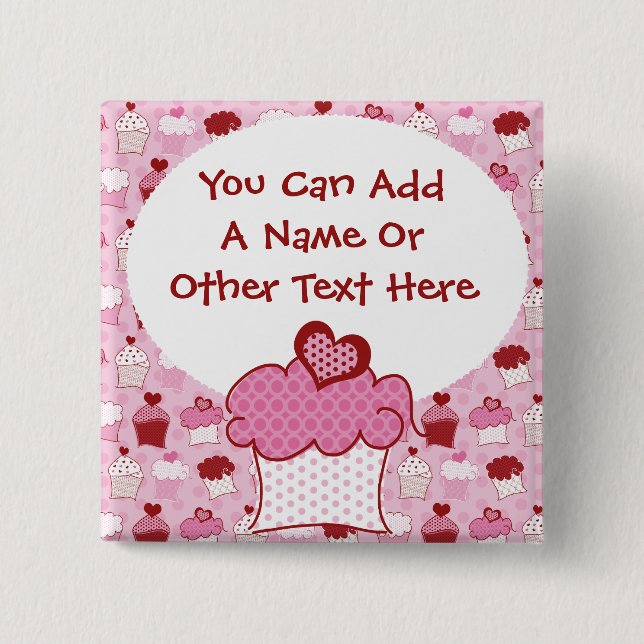 Customized Sweet Cupcake Button (Front)