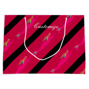 customized swimming pink mermaids red large gift bag