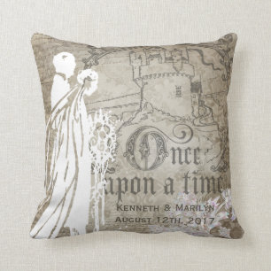 Customized Tan Floral Once Upon a Time Pillow