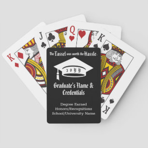 Customized Tassel Graduate Name Class Black, White Playing Cards