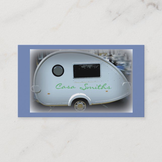 Customized teardrop Vintage camper Business Card (Front)
