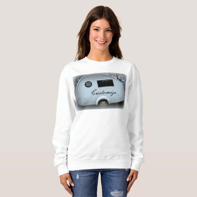 Customized teardrop Vintage camper Sweatshirt (Front Full)