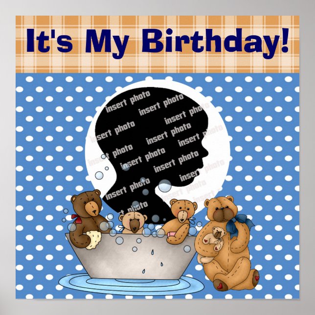 Customized Teddy Bear Birthday Poster (Front)